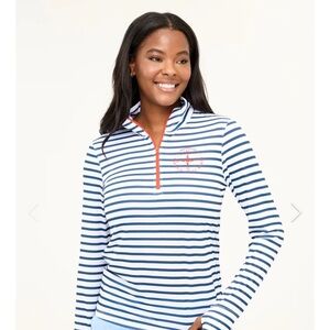 HiHo NWT Striped Navy and White Quarter-Zip Top